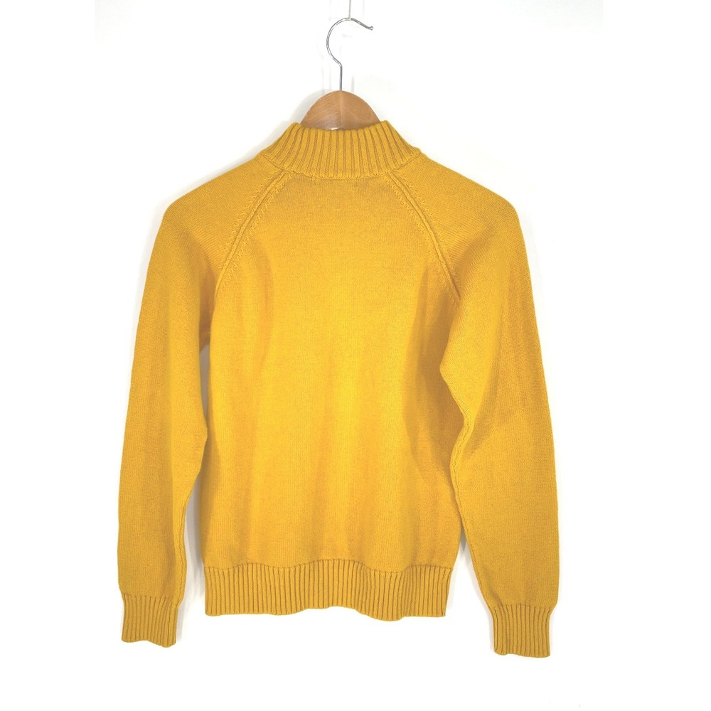 Jeanne Pierre Womens Sweater PM Mock Neck Yellow Cotton Raglan Sleeve Cozy Fall - Picture 9 of 10